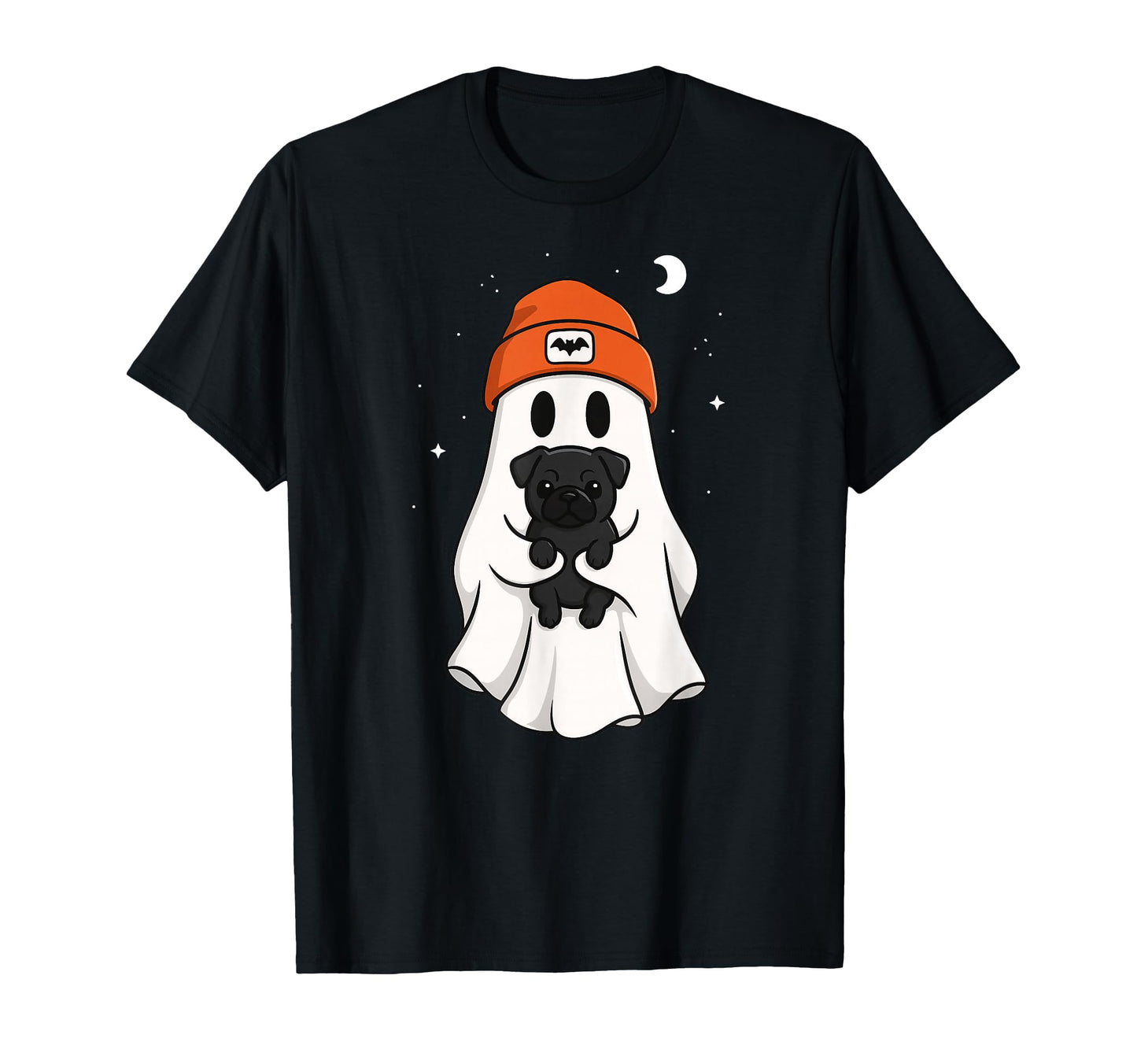 Ghost Black Pug Animal Lover Halloween T-Shirt - Trendy Graphic Men Women - T-Shirt, Sweatshirt, Hoodie