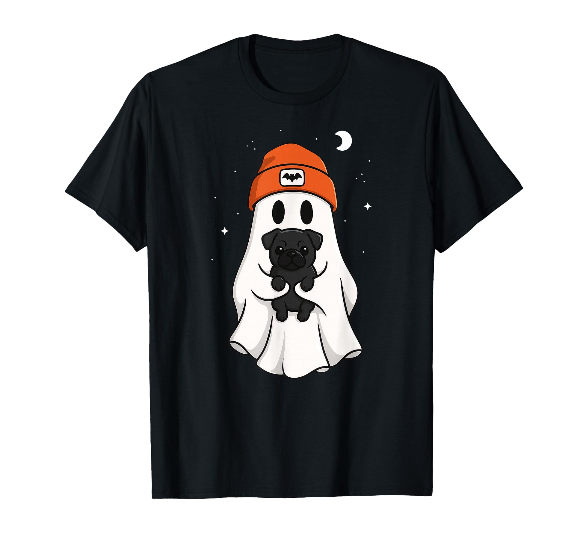 Ghost Black Pug Animal Lover Halloween T-Shirt - Trendy Graphic Men Women - T-Shirt, Sweatshirt, Hoodie