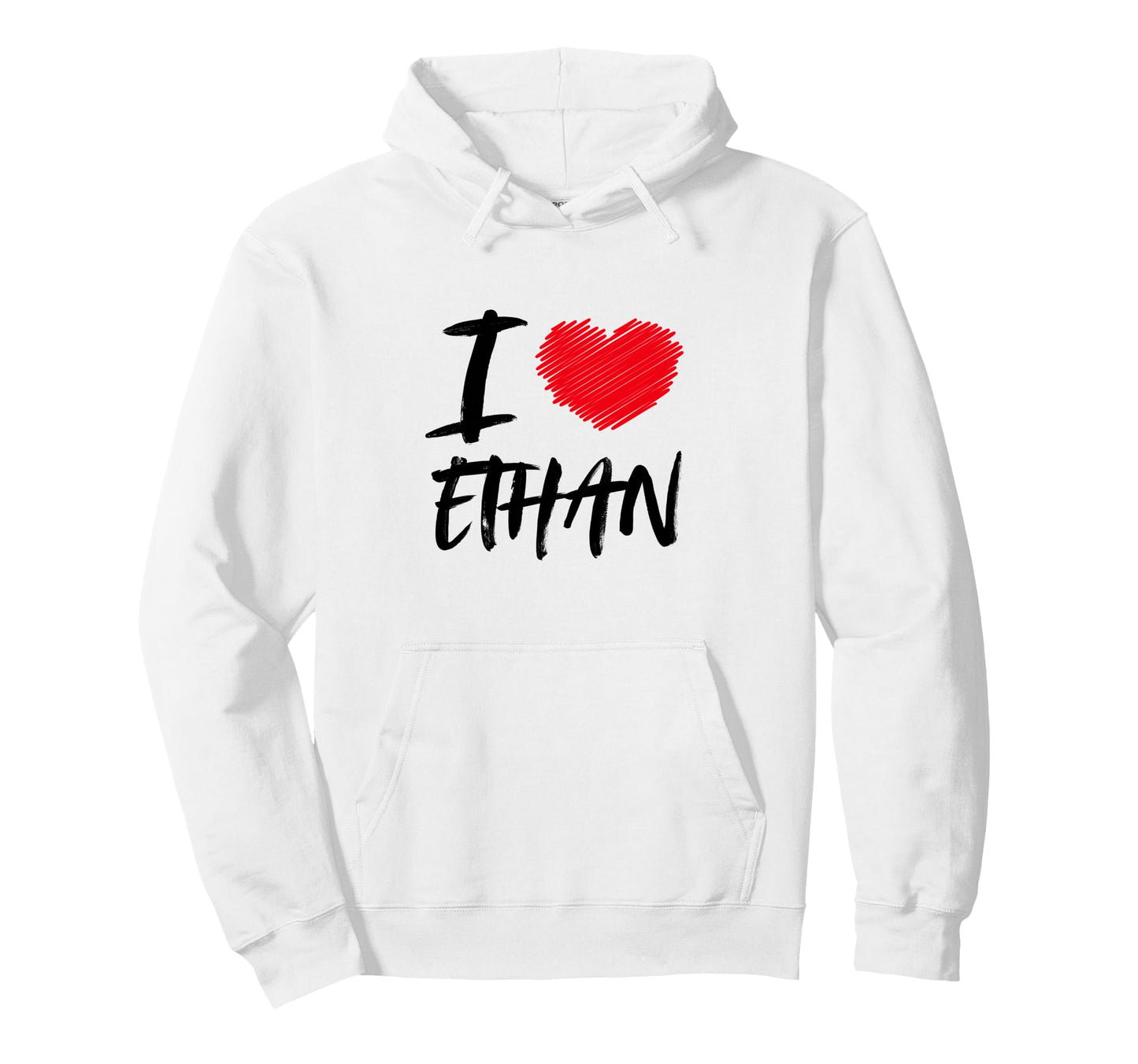 I Love Ethan Red Heart Dad Boyfriend Hoodie - Aesthetic Graphic Unisex - T-Shirt, Sweatshirt, Hoodie