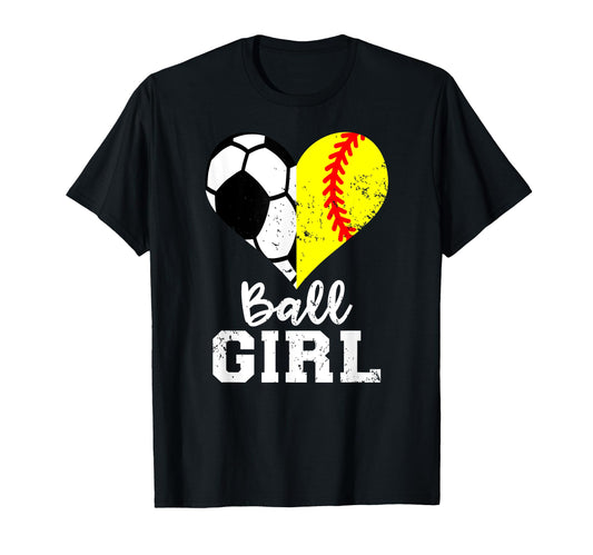 Ball Heart Funny Soccer Softball T-Shirt - Streetwear Style for Adults - T-Shirt, Sweatshirt, Hoodie
