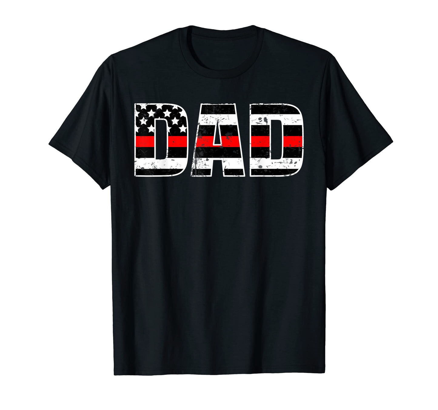 Firefighter Dad Thin Line Red Daddy Father T-Shirt - Graphic Print Unisex - T-Shirt, Sweatshirt, Hoodie