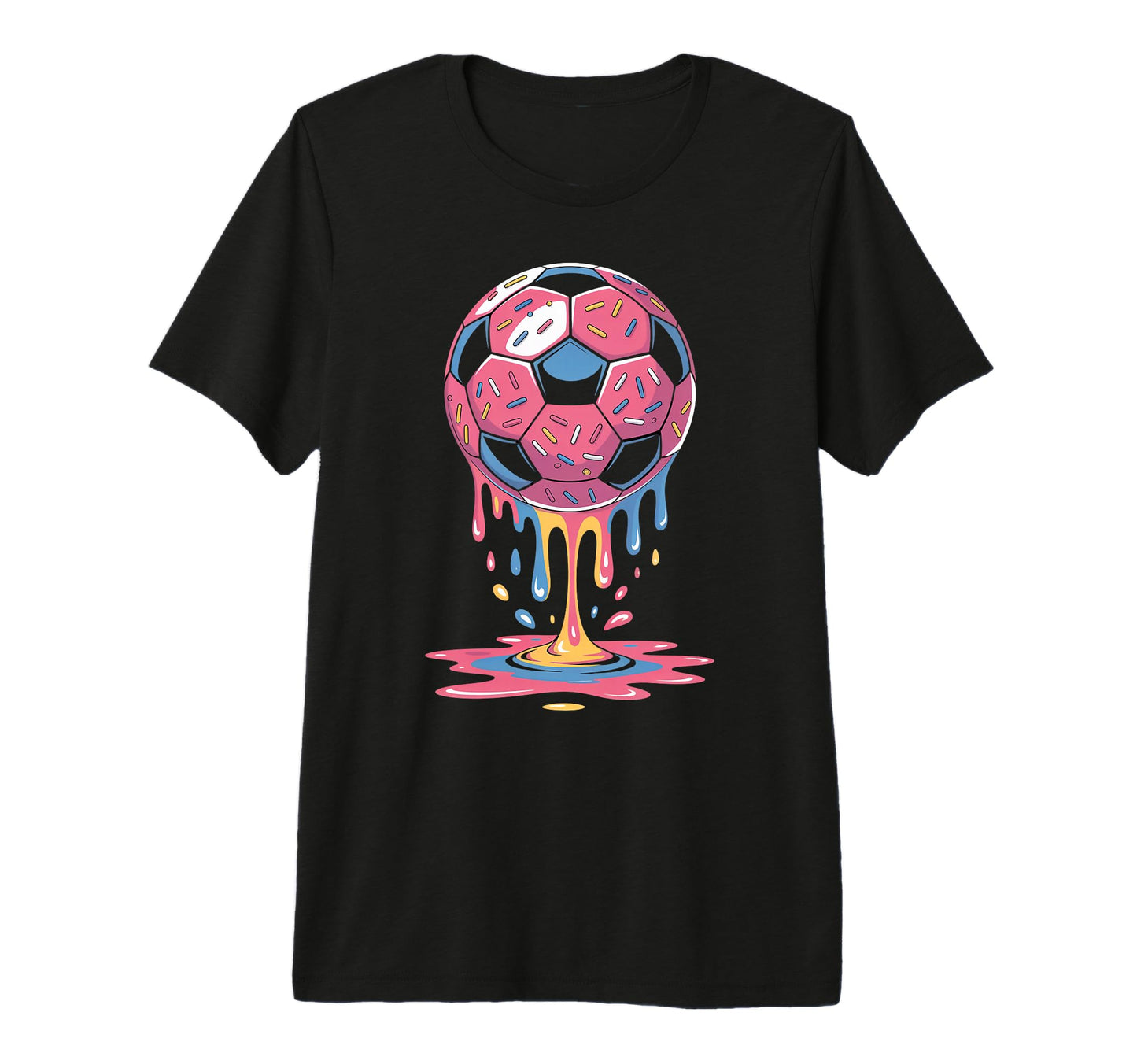 Soccer Ball Drip Ice Cream Drip Game T-Shirt - Custom Art Print for Adults - T-Shirt, Sweatshirt, Hoodie