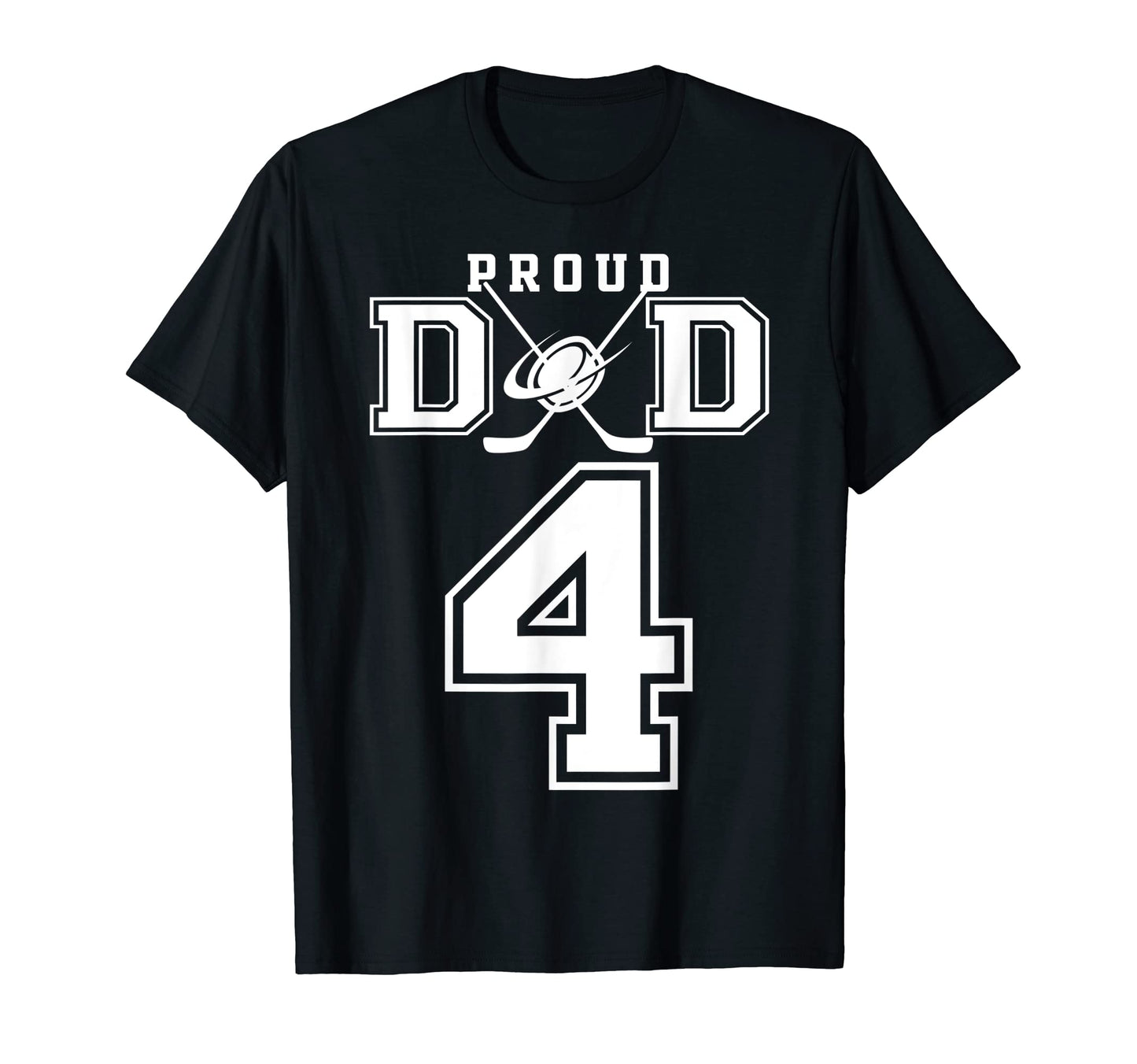 Number 4 Custom Proud Hockey Dad T-Shirt - Minimalist Print for Adults - T-Shirt, Sweatshirt, Hoodie