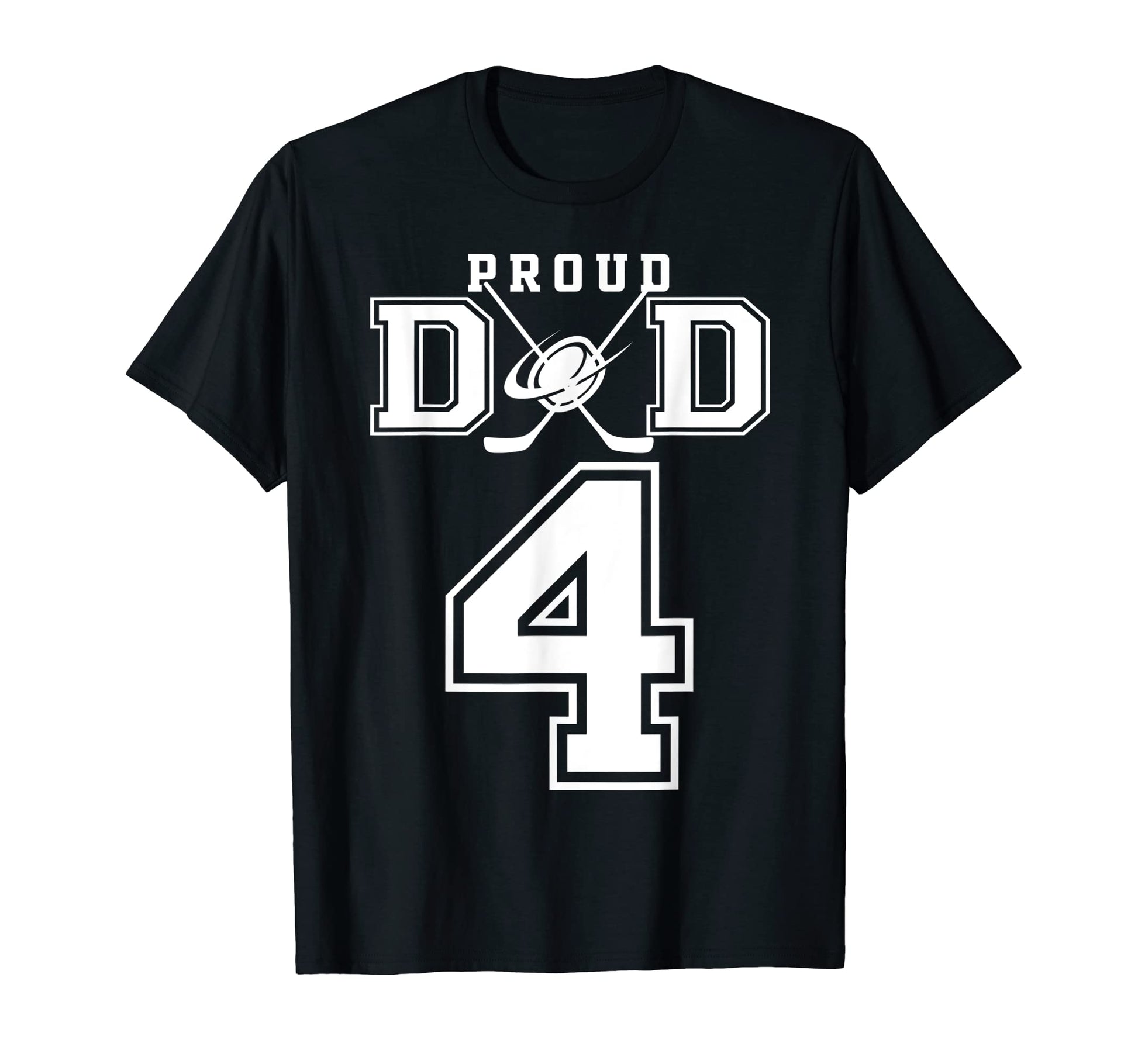 Number 4 Custom Proud Hockey Dad T-Shirt - Minimalist Print for Adults - T-Shirt, Sweatshirt, Hoodie