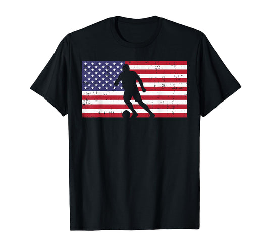 American Flag Soccer Silhouette T-Shirt - Streetwear Style for Adults - T-Shirt, Sweatshirt, Hoodie