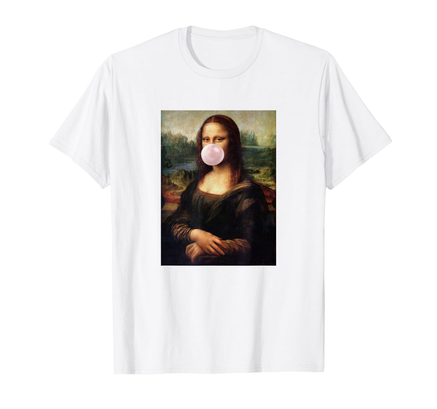 Mona Lisa Mona Lisa Bubblegum Bubble Mona Hoodie - Minimalist Print Unisex - T-Shirt, Sweatshirt, Hoodie