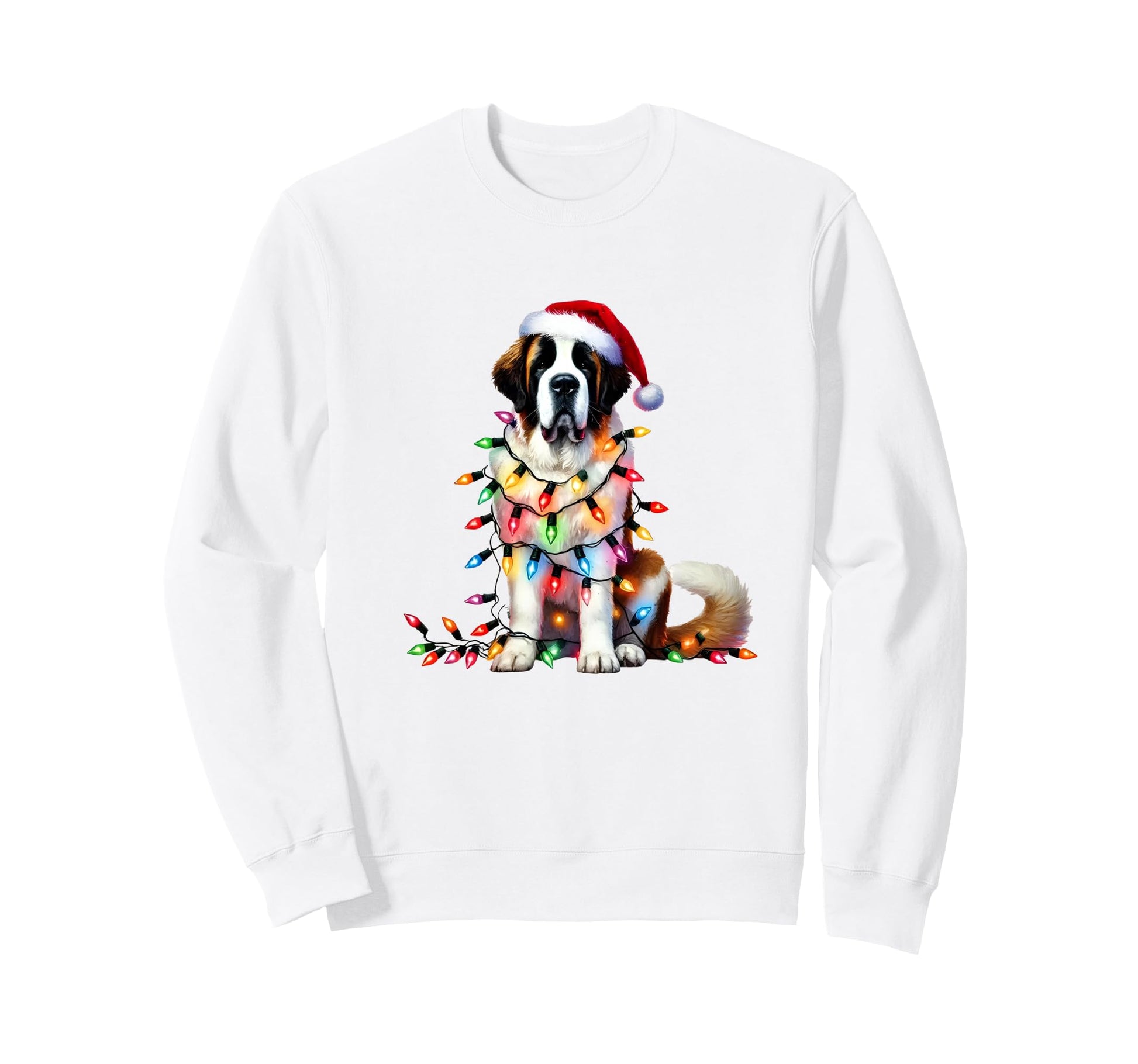 Santa Saint Bernard Lights Saint Sweatshirt - Streetwear Style Unisex - T-Shirt, Sweatshirt, Hoodie
