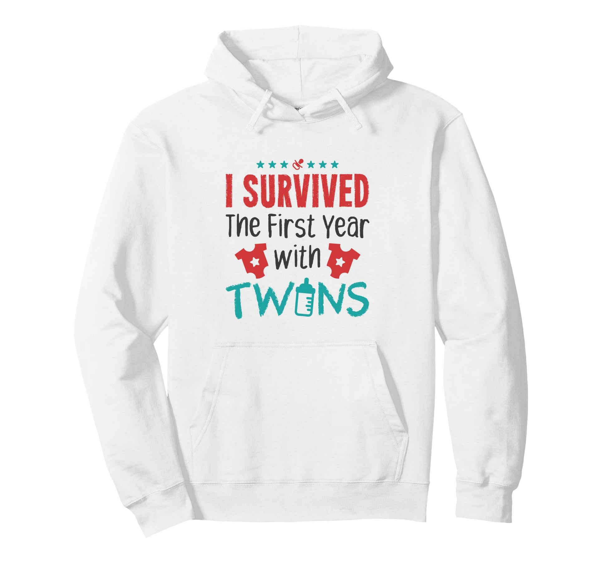 I Survived First Year Twins Twin Mom Hoodie - Minimalist Print for Adults - T-Shirt, Sweatshirt, Hoodie