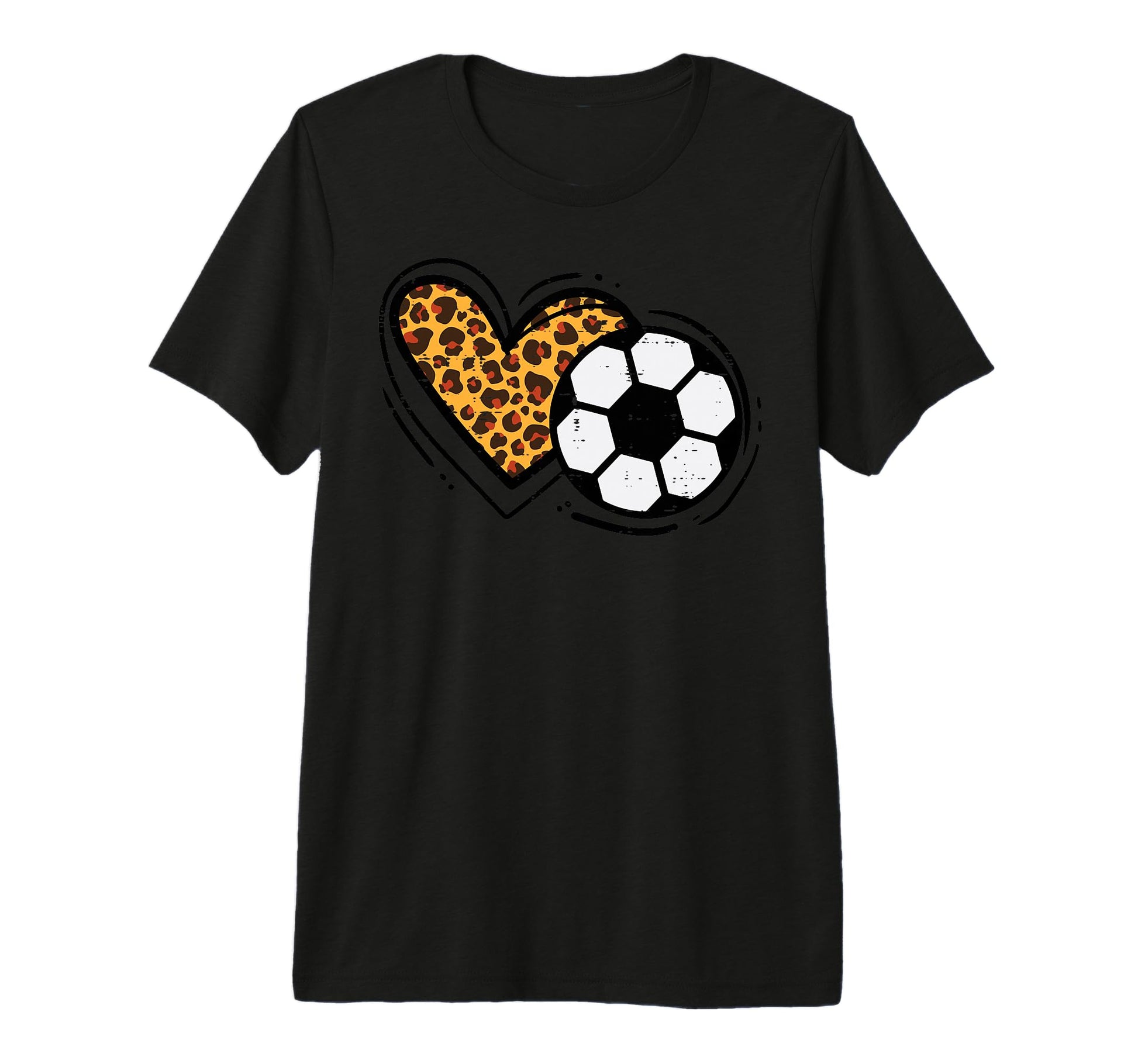 Leopard Heart Soccer Ball Football T-Shirt - Custom Art Print for Adults - T-Shirt, Sweatshirt, Hoodie