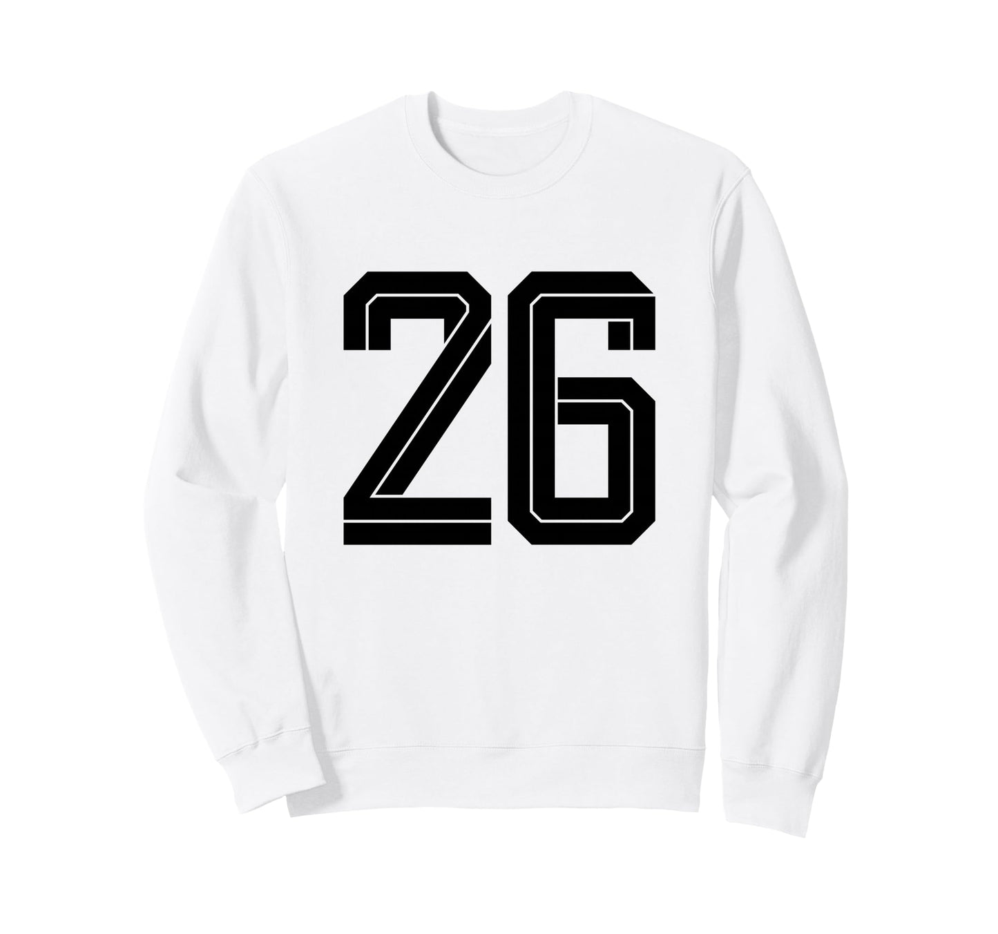 26 White Number 26 Sports Fan Soccer Sweatshirt - Graphic Print for Adults - T-Shirt, Sweatshirt, Hoodie