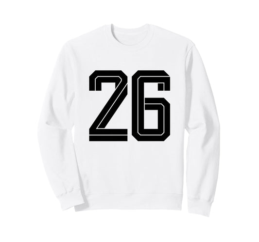 26 White Number 26 Sports Fan Soccer Sweatshirt - Graphic Print for Adults - T-Shirt, Sweatshirt, Hoodie