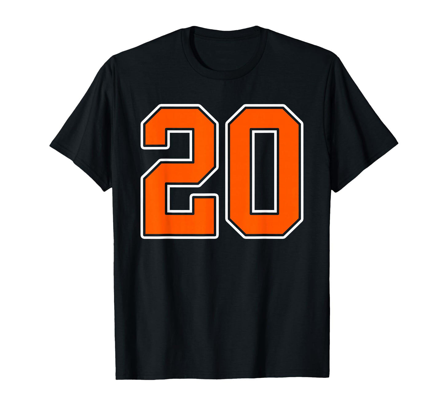 Orange White Number 20 Jersey T-Shirt - Fun Novelty Design Men Women - T-Shirt, Sweatshirt, Hoodie