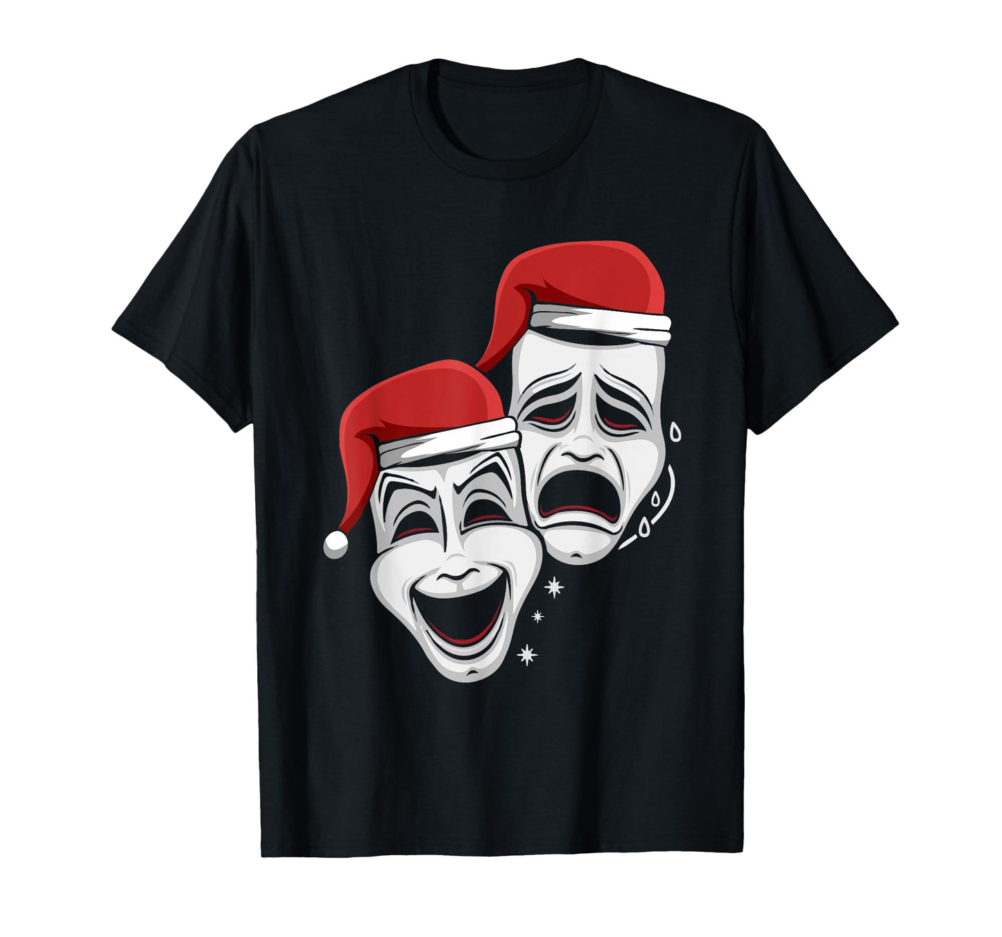 Theater Mask Santa Hat Pajama Musical T-Shirt - Trendy Graphic Unisex - T-Shirt, Sweatshirt, Hoodie