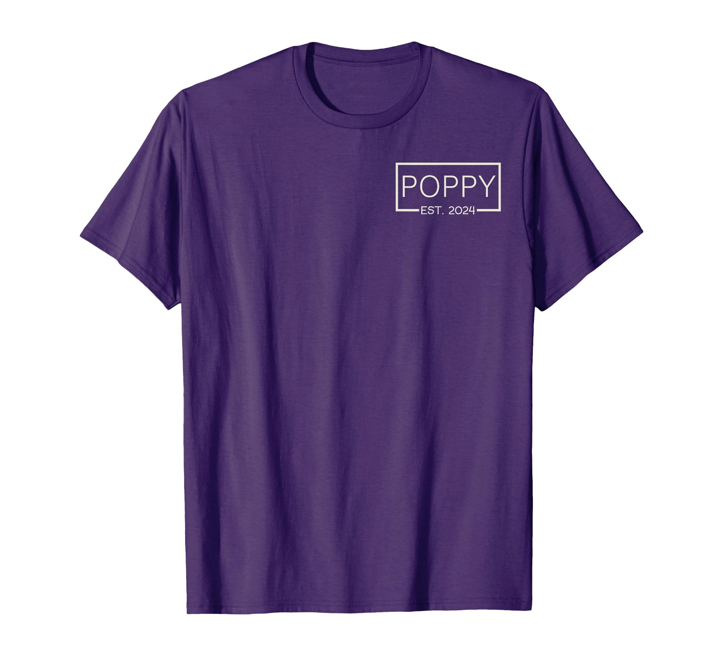 Poppy Est 2024 New Dad Fathers Day Pocket T-Shirt - Minimalist Print Unisex - T-Shirt, Sweatshirt, Hoodie