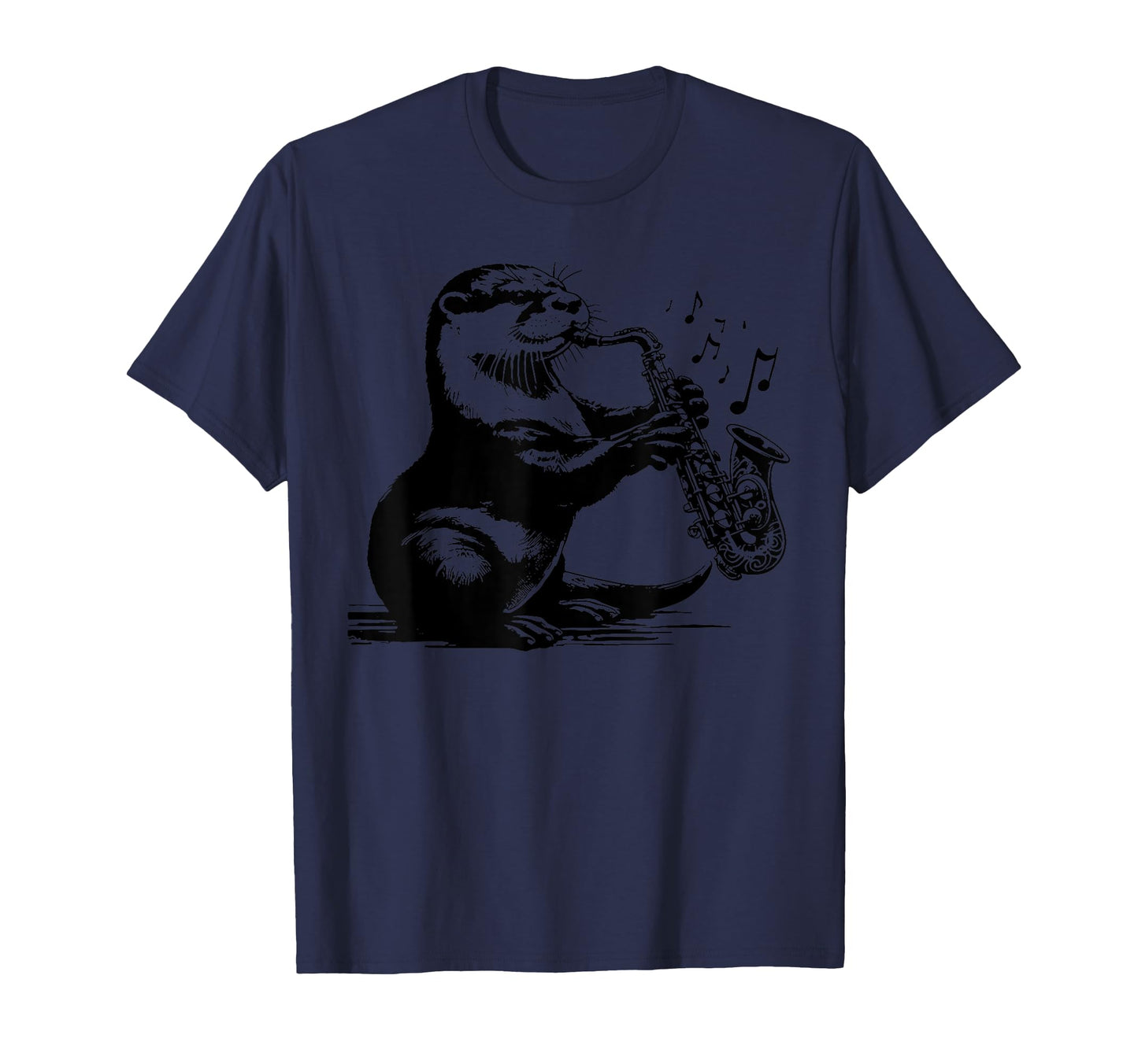 Otter Playing Saxophone Jazz Music T-Shirt - Minimalist Print Unisex - T-Shirt, Sweatshirt, Hoodie