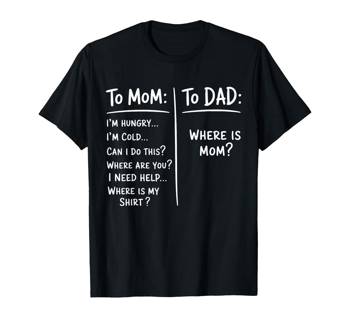 Funny Meme To Mom To Dad Mothers T-Shirt - Fun Novelty Design for Adults - T-Shirt, Sweatshirt, Hoodie
