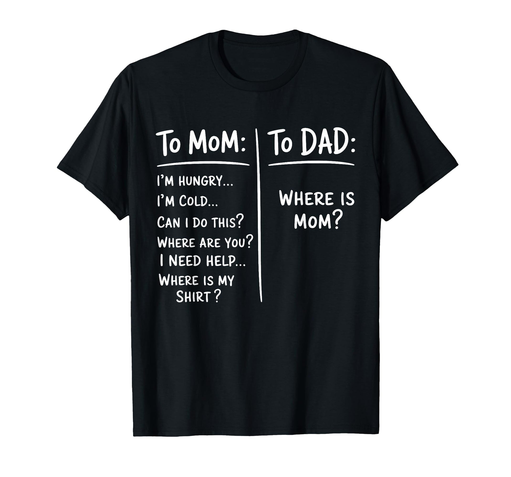 Funny Meme To Mom To Dad Mothers T-Shirt - Fun Novelty Design for Adults - T-Shirt, Sweatshirt, Hoodie