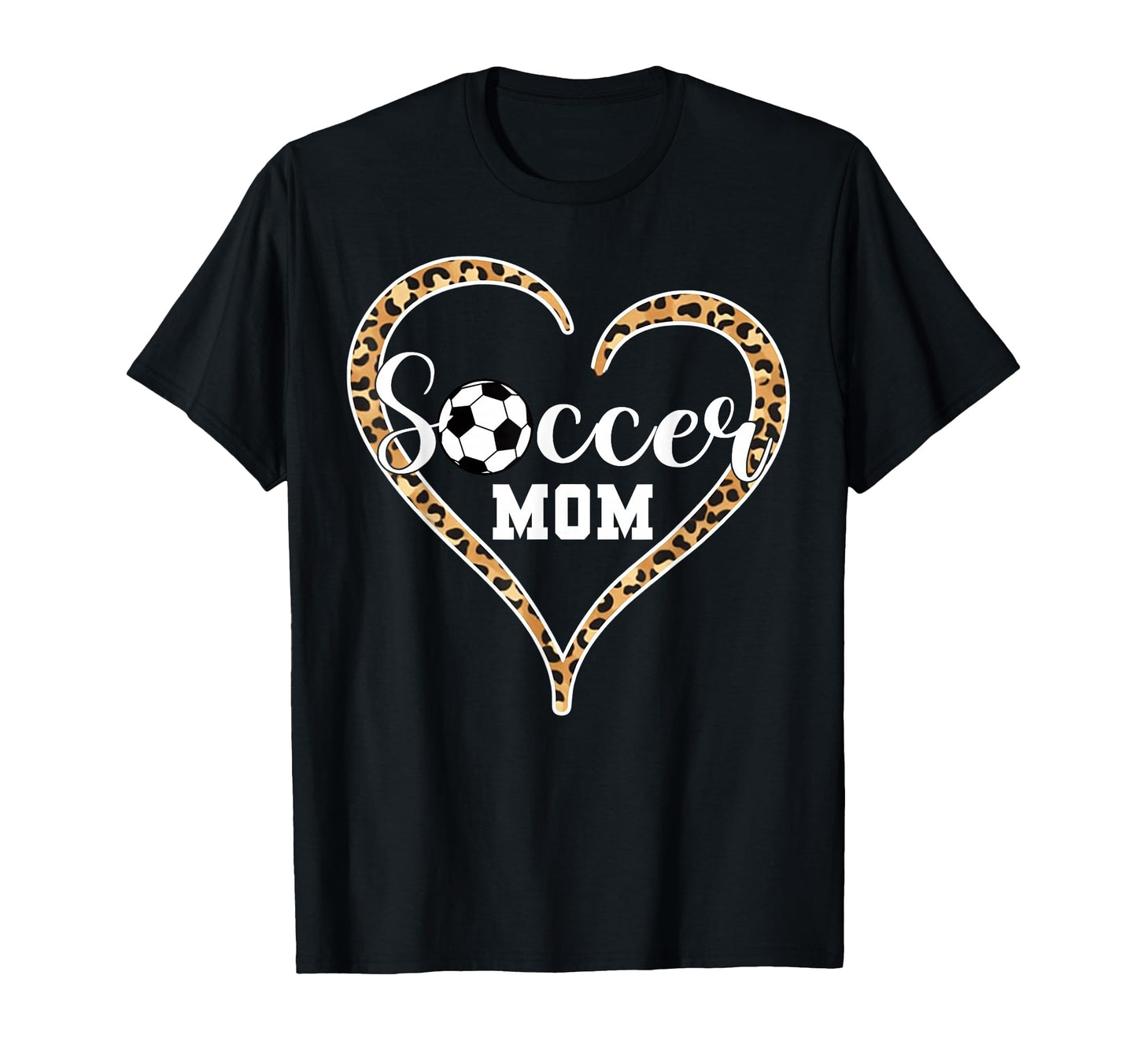 Soccer Mom Leopard Heart Soccer T-Shirt - Casual Everyday Wear for Adults - T-Shirt, Sweatshirt, Hoodie