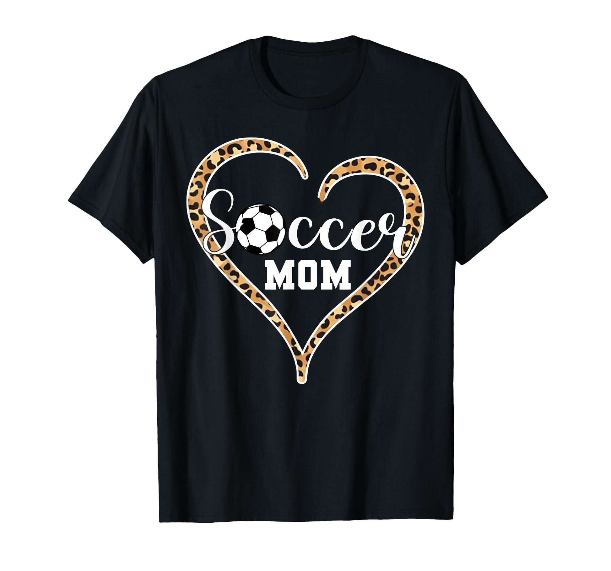 Soccer Mom Leopard Heart Soccer T-Shirt - Casual Everyday Wear for Adults - T-Shirt, Sweatshirt, Hoodie