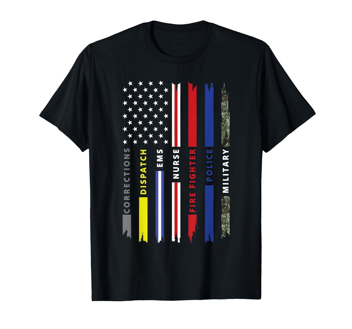 First Responder Hero Flag Nurse Ems T-Shirt - Fun Novelty Design Unisex - T-Shirt, Sweatshirt, Hoodie