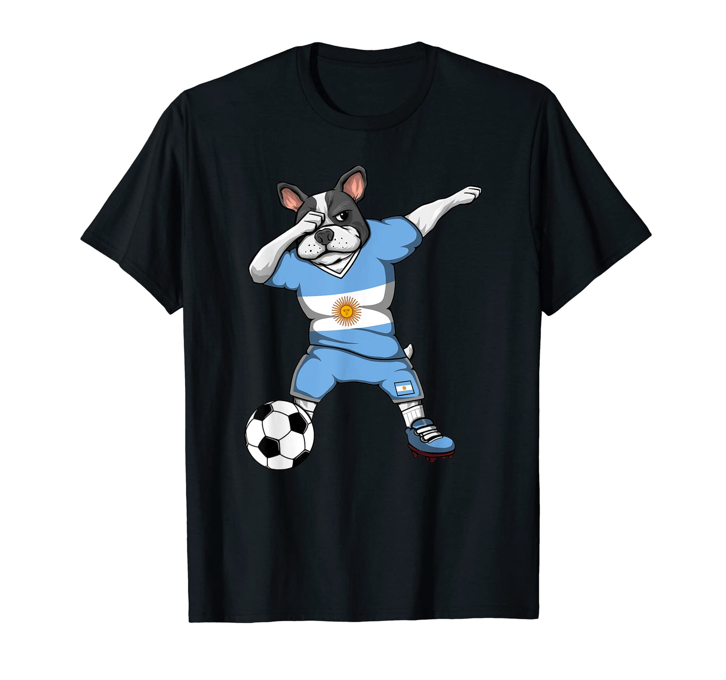 Dabbing French Bulldog Argentina Soccer T-Shirt - Streetwear Style Unisex - T-Shirt, Sweatshirt, Hoodie