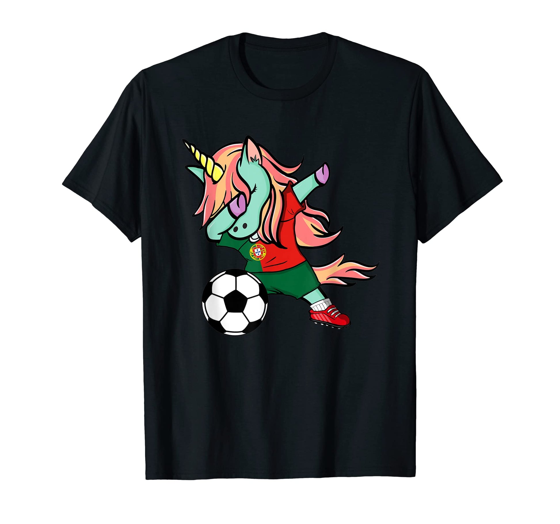 Dabbing Unicorn Portugal Soccer Fans T-Shirt - Streetwear Style Unisex - T-Shirt, Sweatshirt, Hoodie