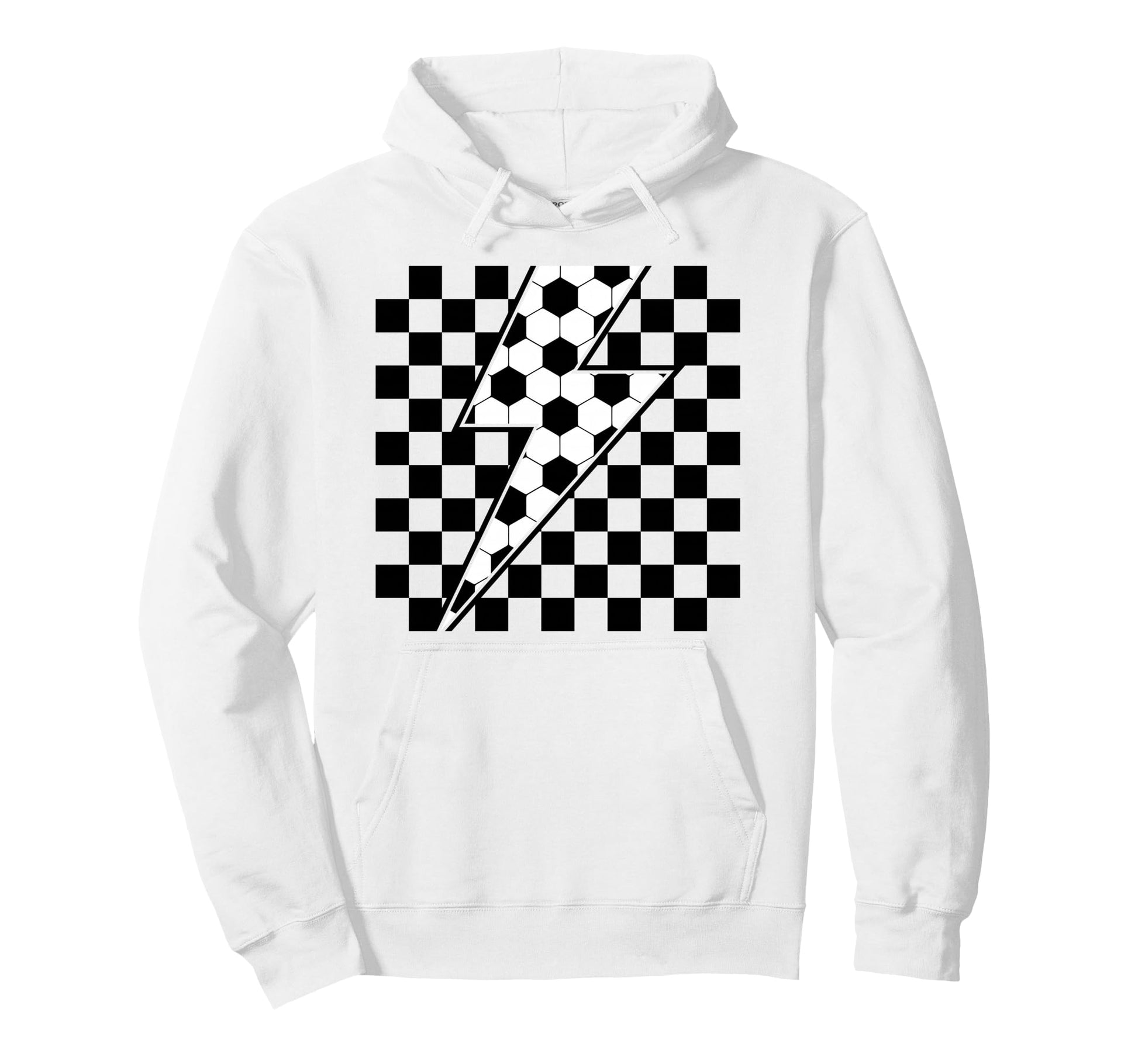 Lightning Bolt Checkered Aesthetic Racing Hoodie - Unique Graphic Unisex - T-Shirt, Sweatshirt, Hoodie