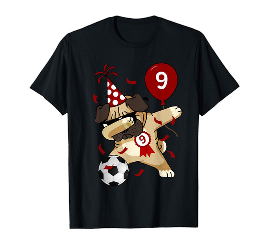 9Th Birthday Party Dabbing Dog Pug T-Shirt - Unique Graphic for Adults - T-Shirt, Sweatshirt, Hoodie