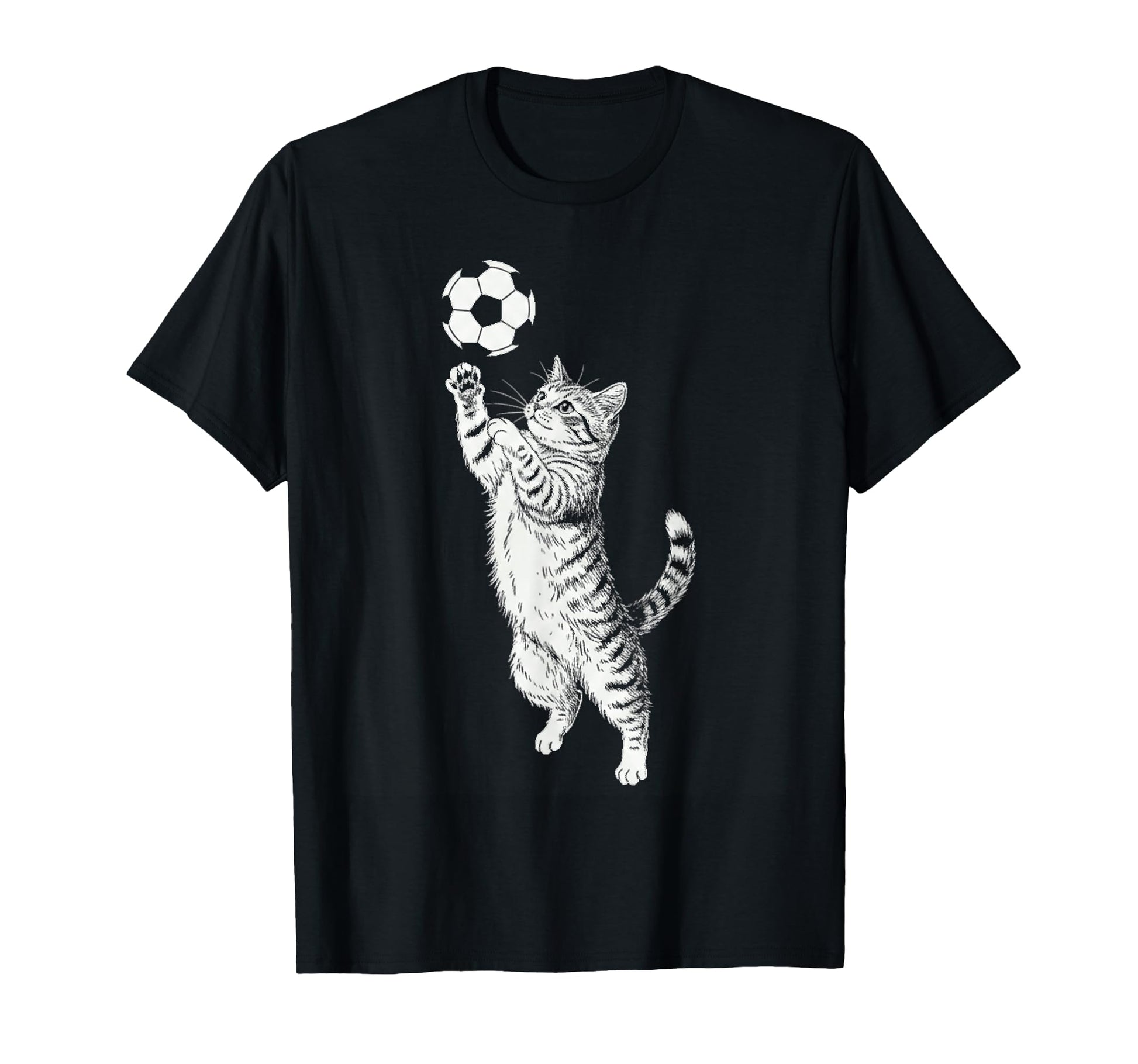 Black And White Tabby Cat Kitten Playing T-Shirt - Unique Graphic Unisex - T-Shirt, Sweatshirt, Hoodie