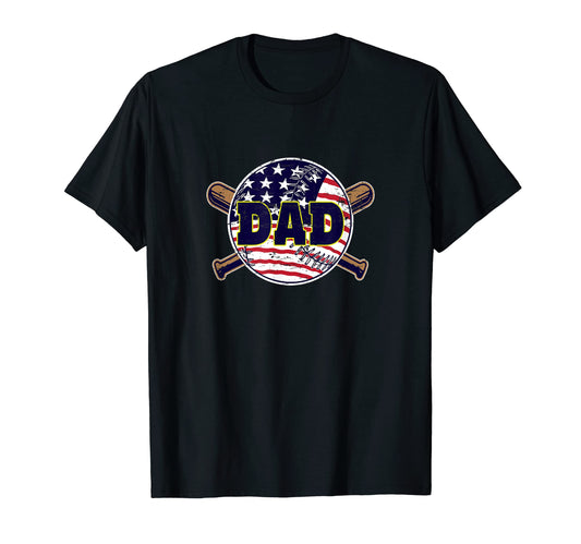 Baseball Dad Patriotic Us Flag T-Shirt - Novelty Apparel Men Women - T-Shirt, Sweatshirt, Hoodie