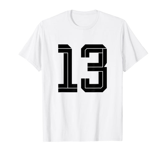 13 White Number 13 Sports Fan Soccer T-Shirt - Aesthetic Graphic Men Women - T-Shirt, Sweatshirt, Hoodie