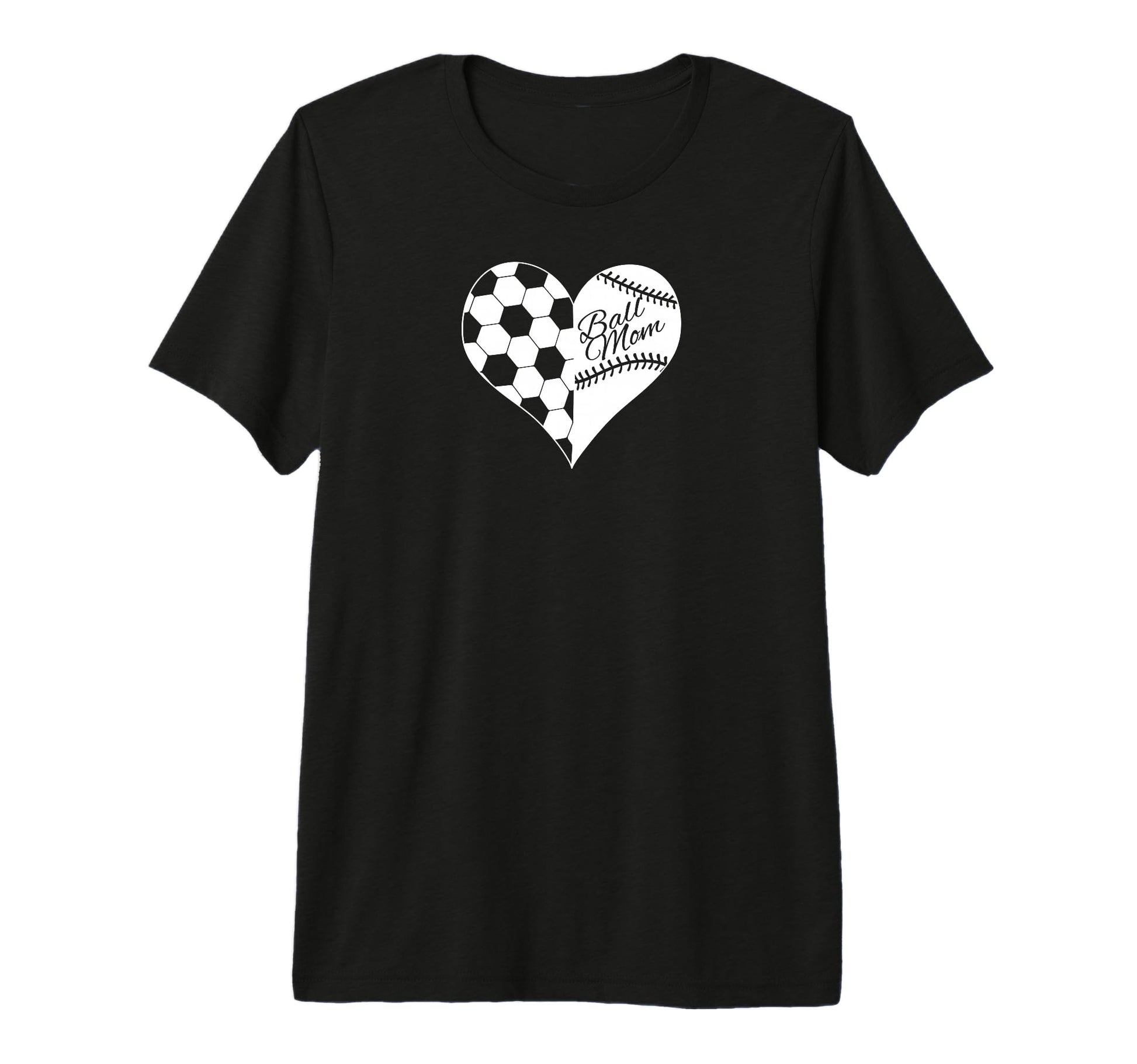 Baseball Laces Soccer Ball Pattern Heart T-Shirt - Unique Graphic Unisex - T-Shirt, Sweatshirt, Hoodie