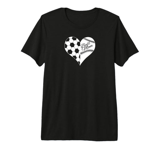 Baseball Laces Soccer Ball Pattern Heart T-Shirt - Unique Graphic Unisex - T-Shirt, Sweatshirt, Hoodie