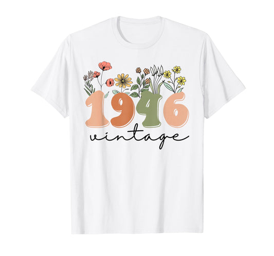 80 Years Old 1946 80Th Birthday Wildflower T-Shirt - Trendy Graphic Unisex - T-Shirt, Sweatshirt, Hoodie