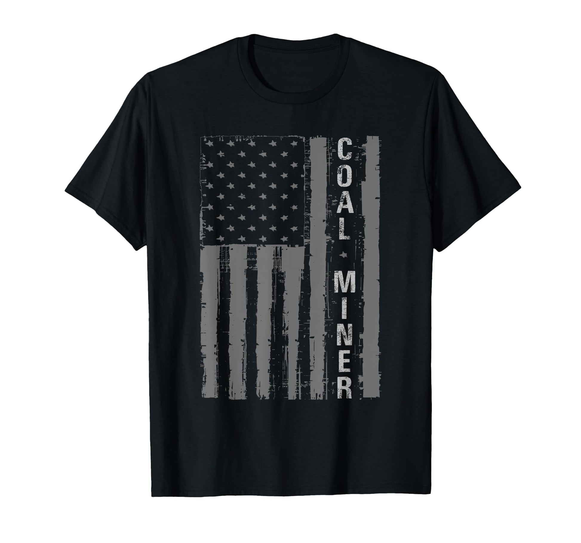 Distressed American Flag Coal Miner T-Shirt - Graphic Print Men Women - T-Shirt, Sweatshirt, Hoodie