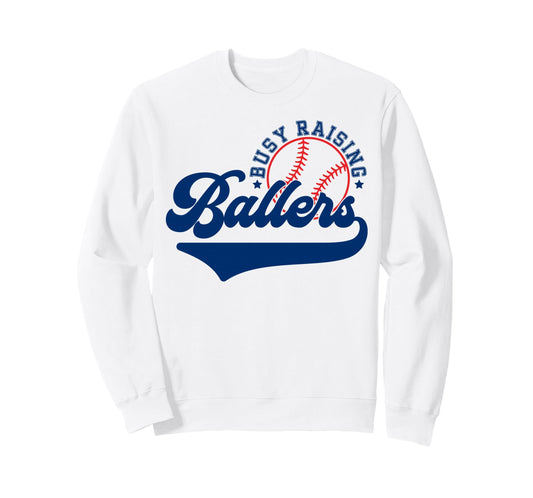 Baseball Mom Mama Busy Raising Ballers Sweatshirt - Custom Art Print Unisex - T-Shirt, Sweatshirt, Hoodie