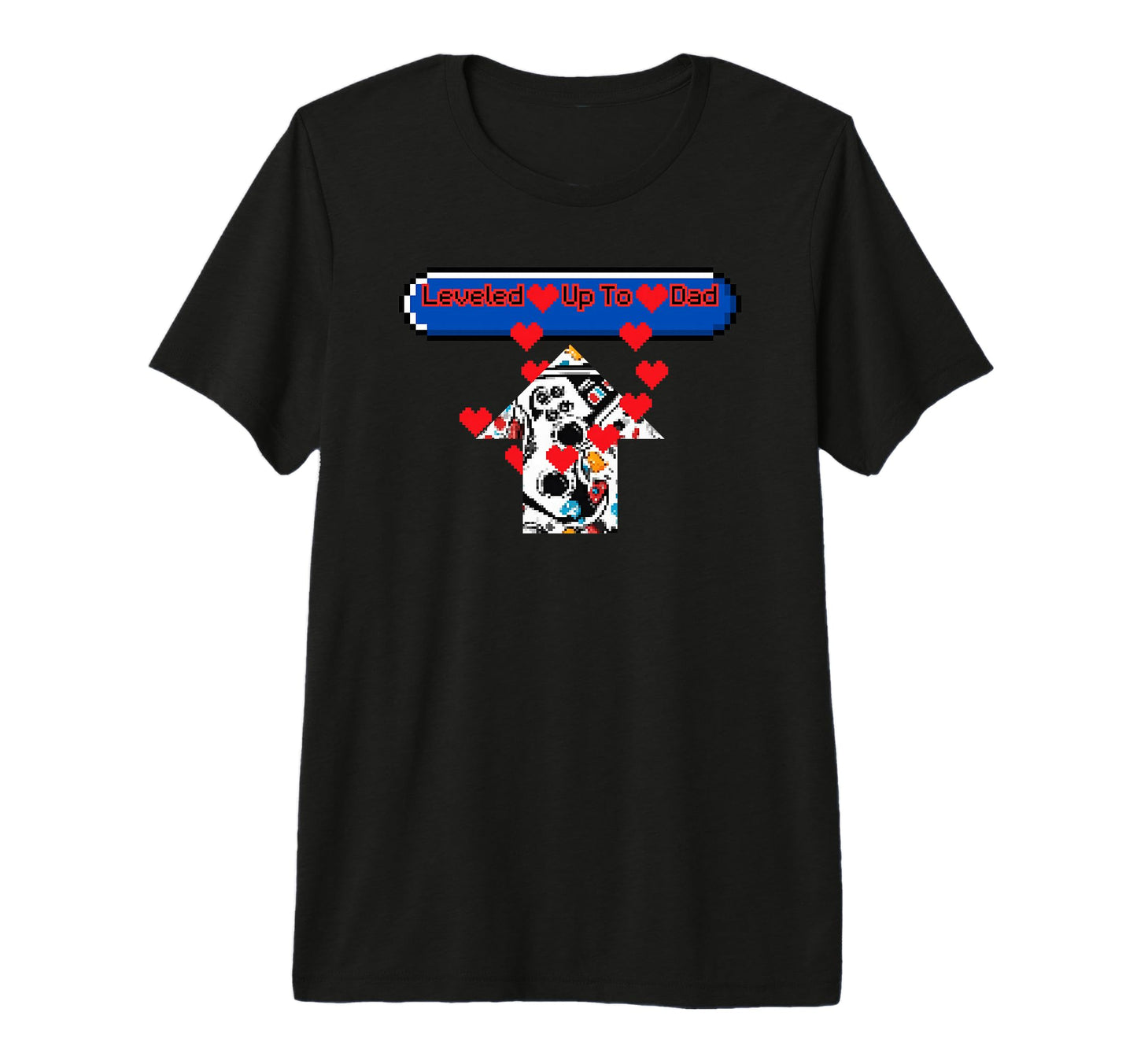 Leveled Up To Dad Pixel Gamer Tri T-Shirt - Aesthetic Graphic Men Women - T-Shirt, Sweatshirt, Hoodie