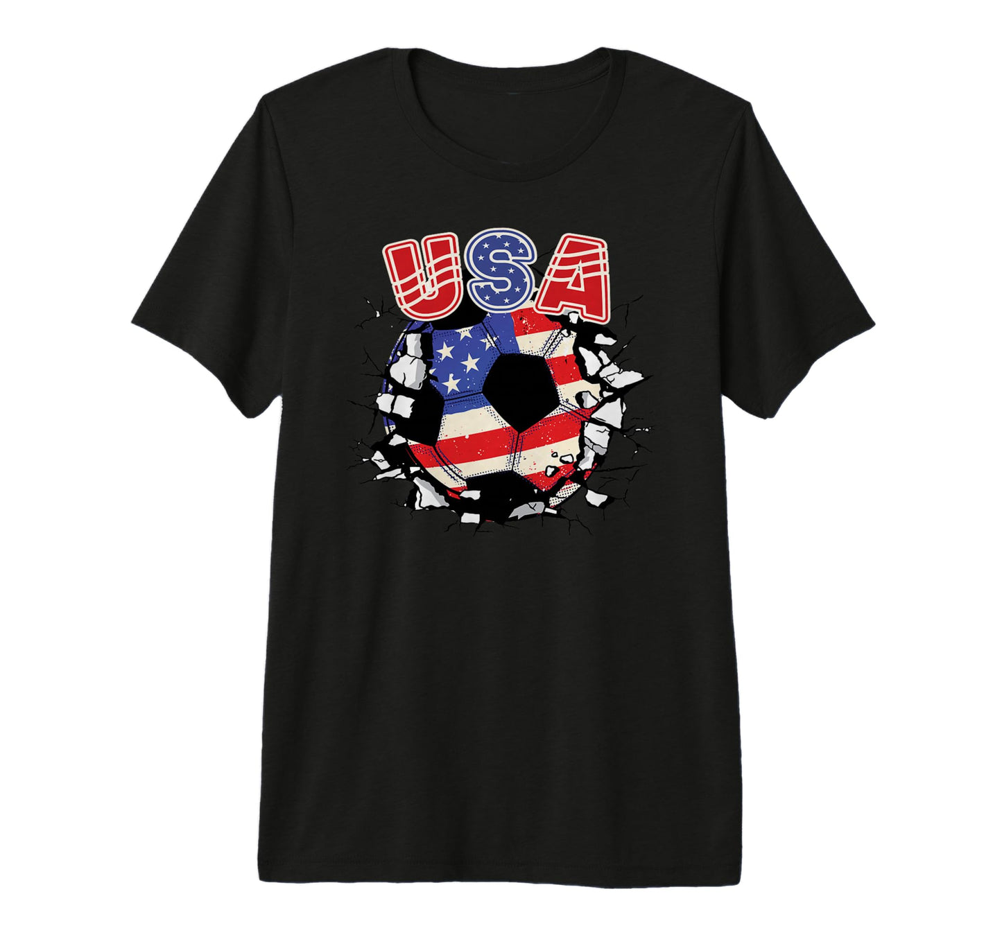 Patriotic American Flag Soccer Soccer T-Shirt - Custom Art Print Men Women - T-Shirt, Sweatshirt, Hoodie