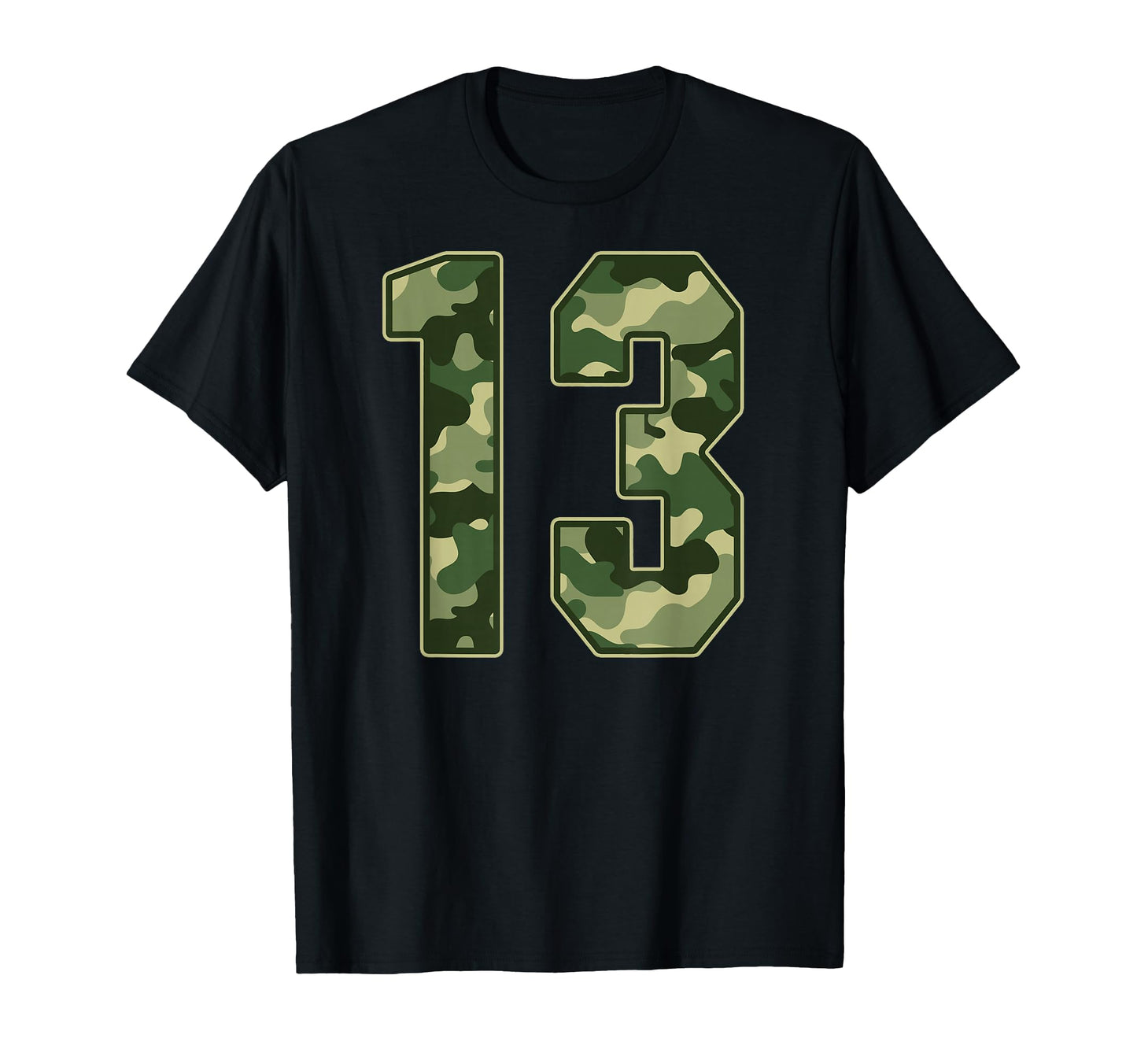 Camo 13 Jersey Number 13 Uniform Fan T-Shirt - Unique Graphic for Adults - T-Shirt, Sweatshirt, Hoodie