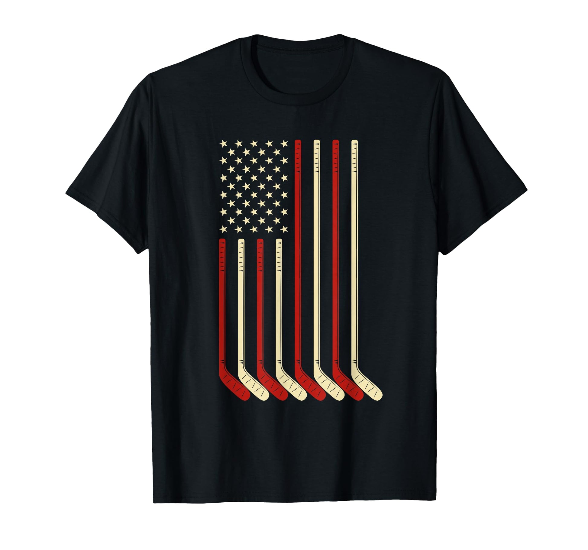 Hockey Goalie Gift Usa Flag Hockey T-Shirt - Fun Novelty Design for Adults - T-Shirt, Sweatshirt, Hoodie