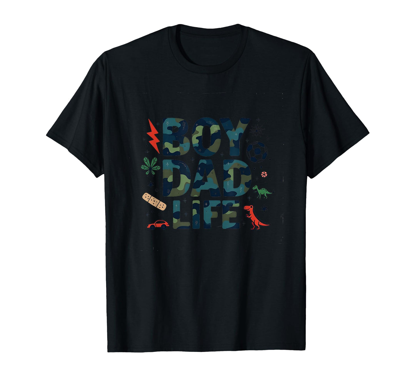 Dad Life Adventure Camo Dinosaur Soccer T-Shirt - Streetwear Style Unisex - T-Shirt, Sweatshirt, Hoodie