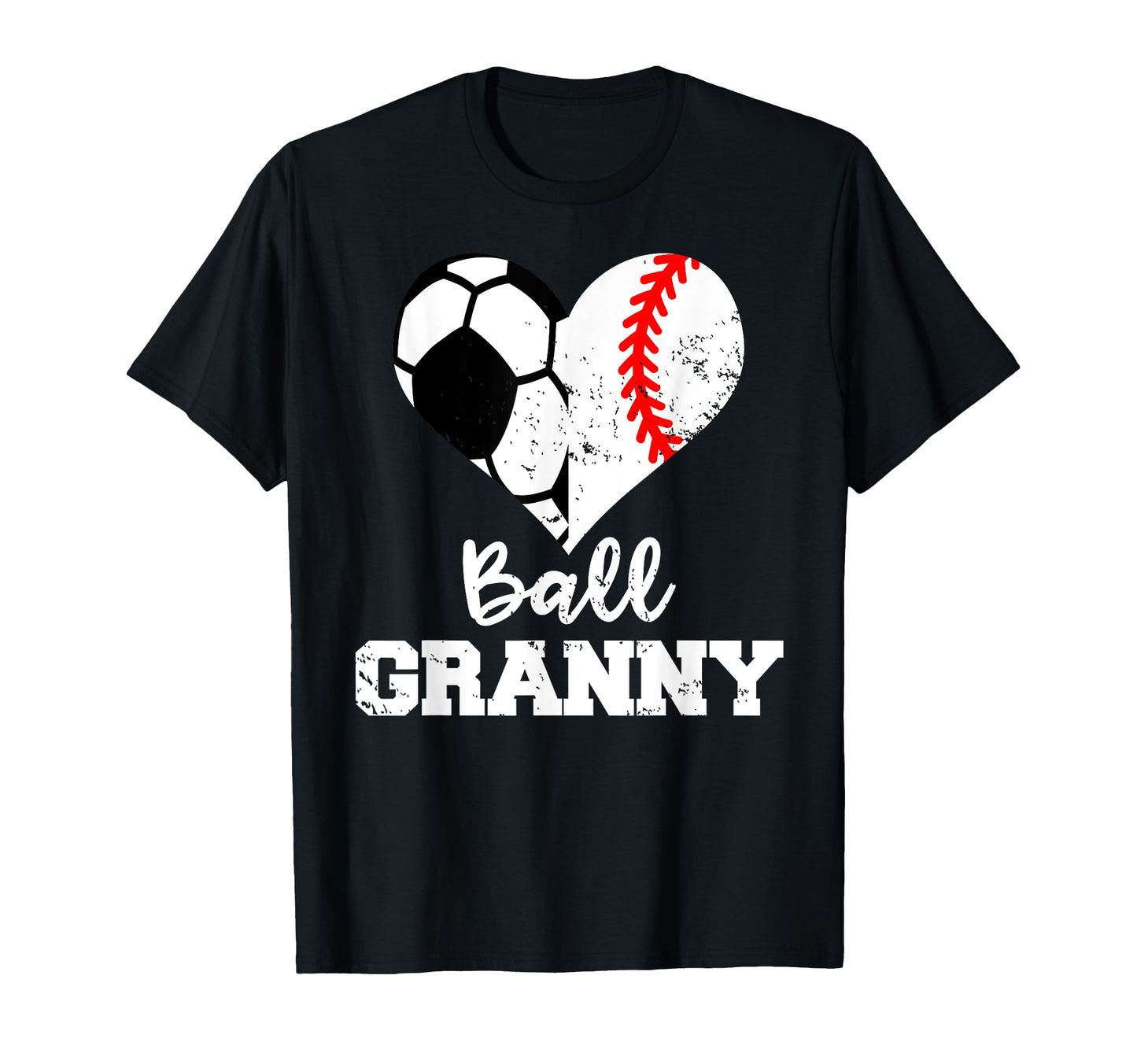 Ball Granny Heart Funny Soccer Baseball T-Shirt - Custom Art Print Unisex - T-Shirt, Sweatshirt, Hoodie
