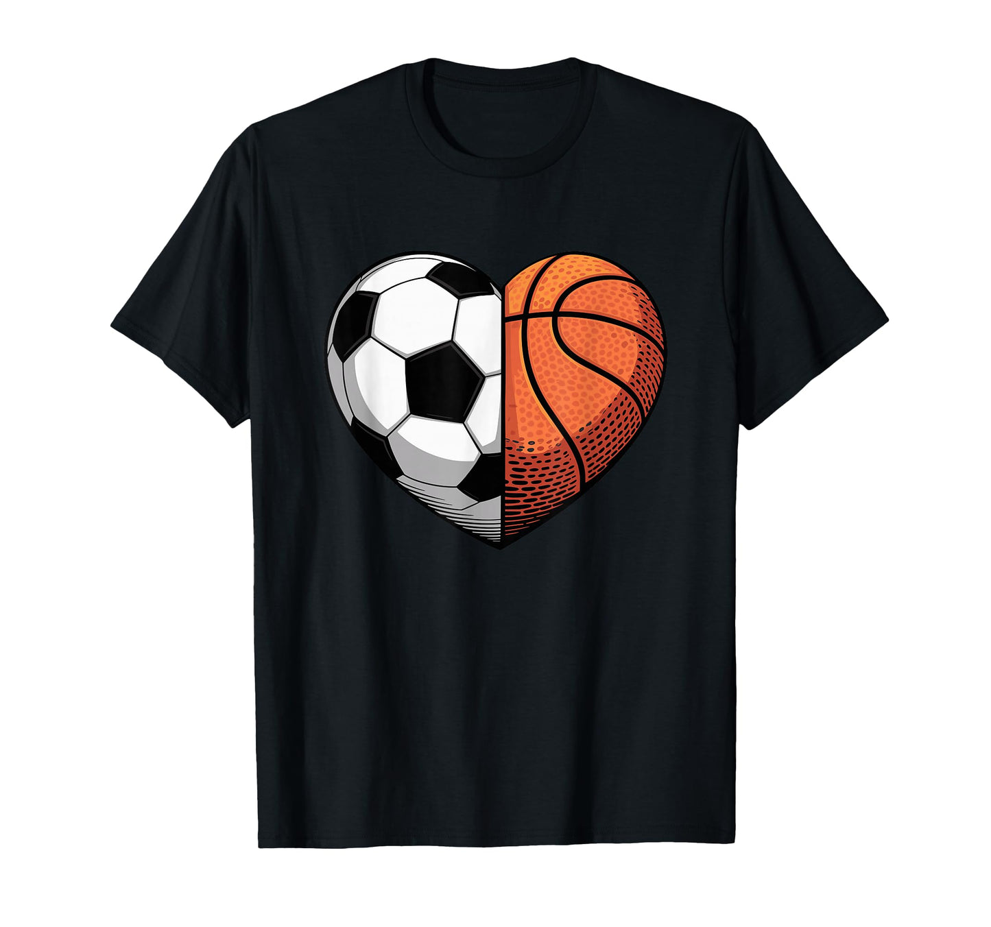 Soccer And Basketball Heart Sports T-Shirt - Custom Art Print Men Women - T-Shirt, Sweatshirt, Hoodie