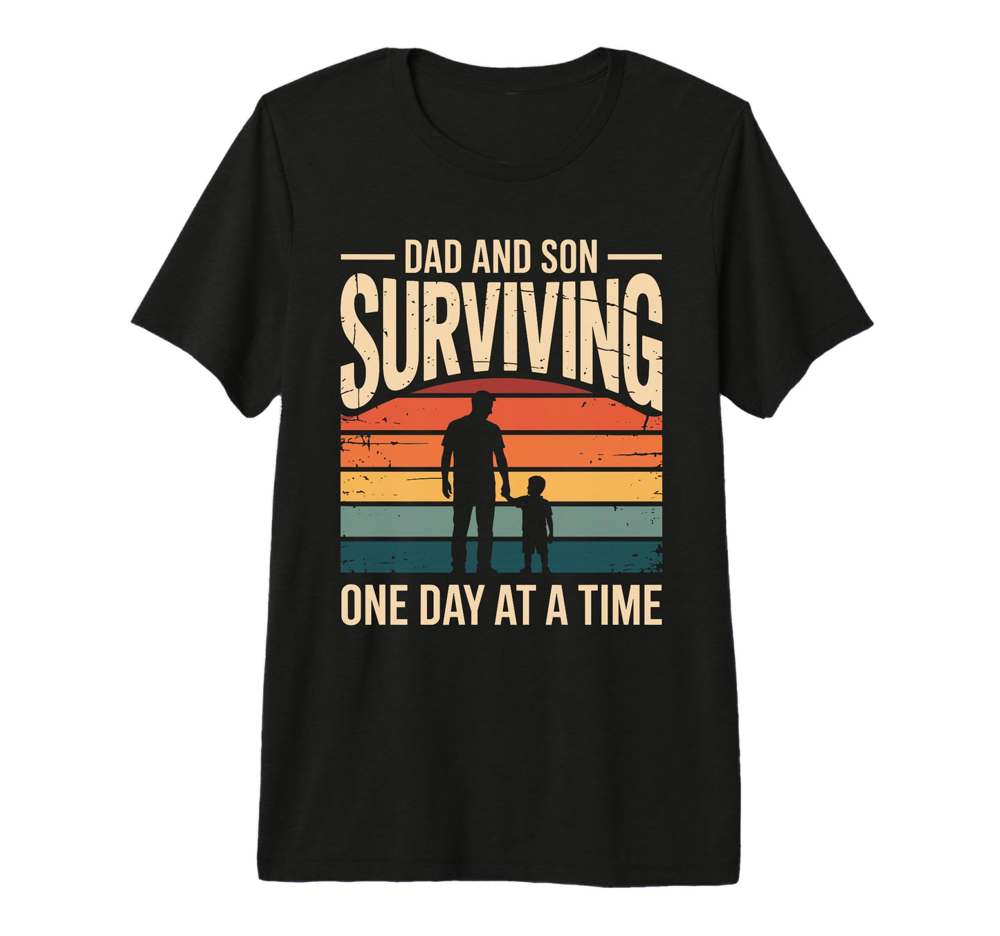 Dad And Son Surviving One Day Time T-Shirt - Fun Novelty Design for Adults - T-Shirt, Sweatshirt, Hoodie