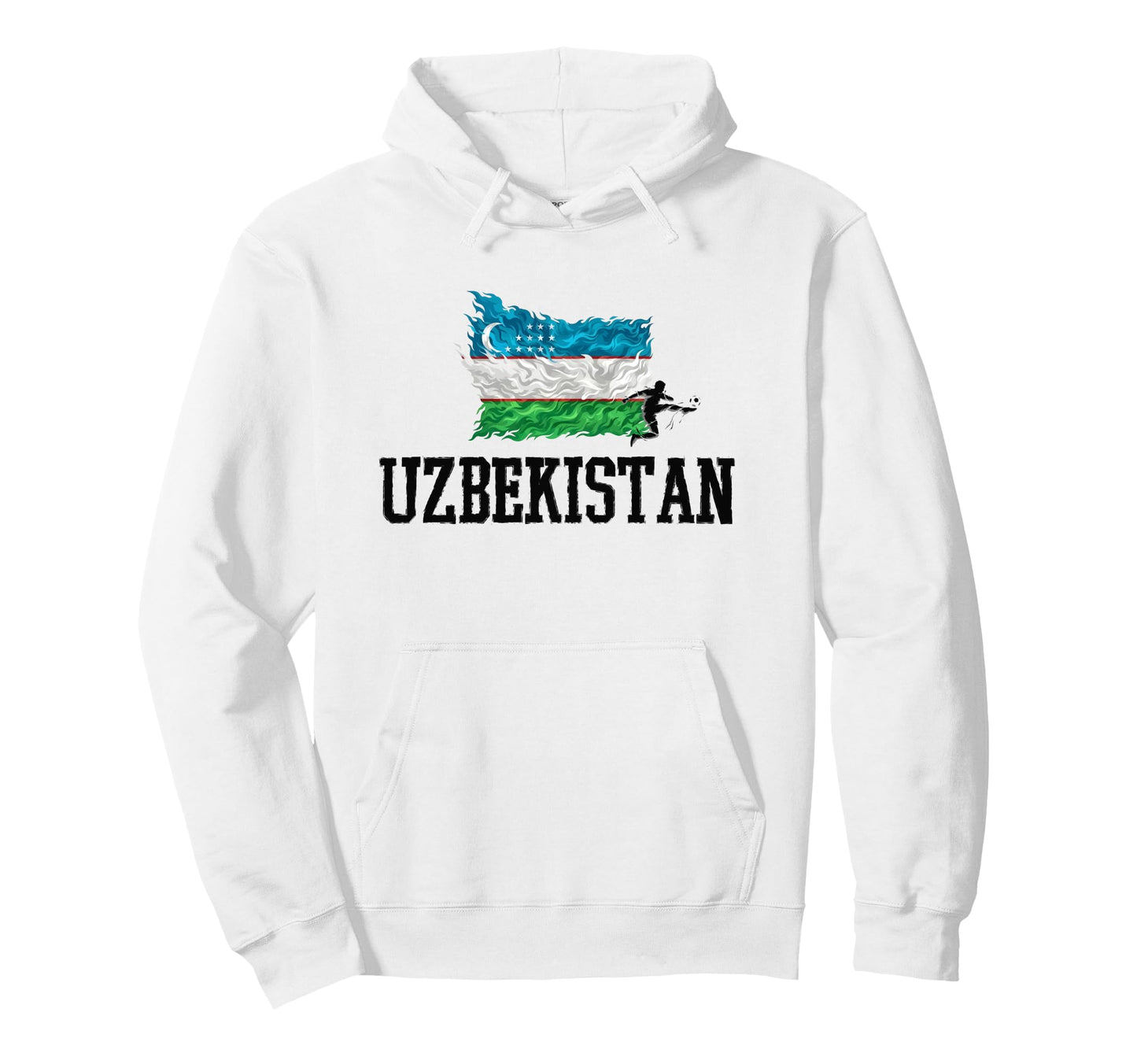 Uzbekistan Flag And Football Soccer Hoodie - Unique Graphic for Adults - T-Shirt, Sweatshirt, Hoodie