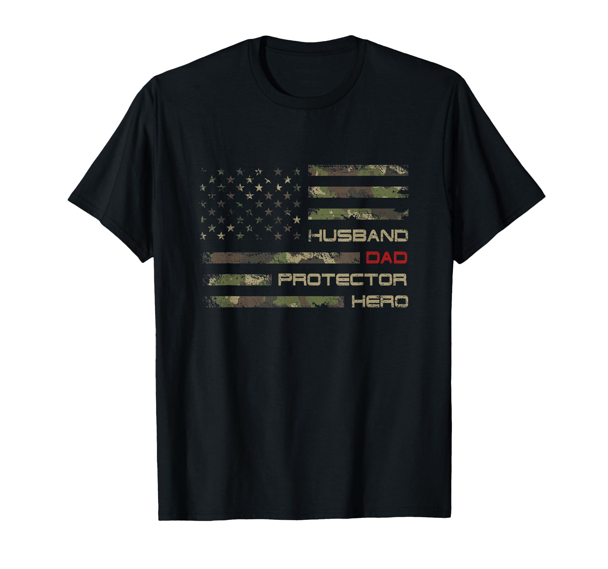 Camouflage American Flag Husband Dad T-Shirt - Novelty Apparel Unisex - T-Shirt, Sweatshirt, Hoodie