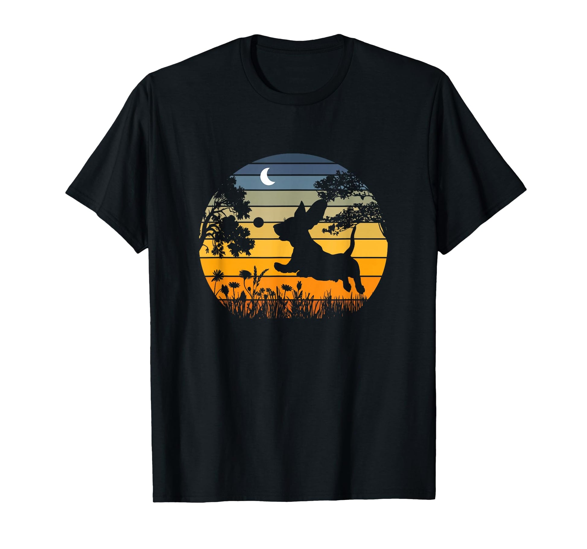 Sunset Garden Nature Lover Basset T-Shirt - Novelty Apparel for Adults - T-Shirt, Sweatshirt, Hoodie