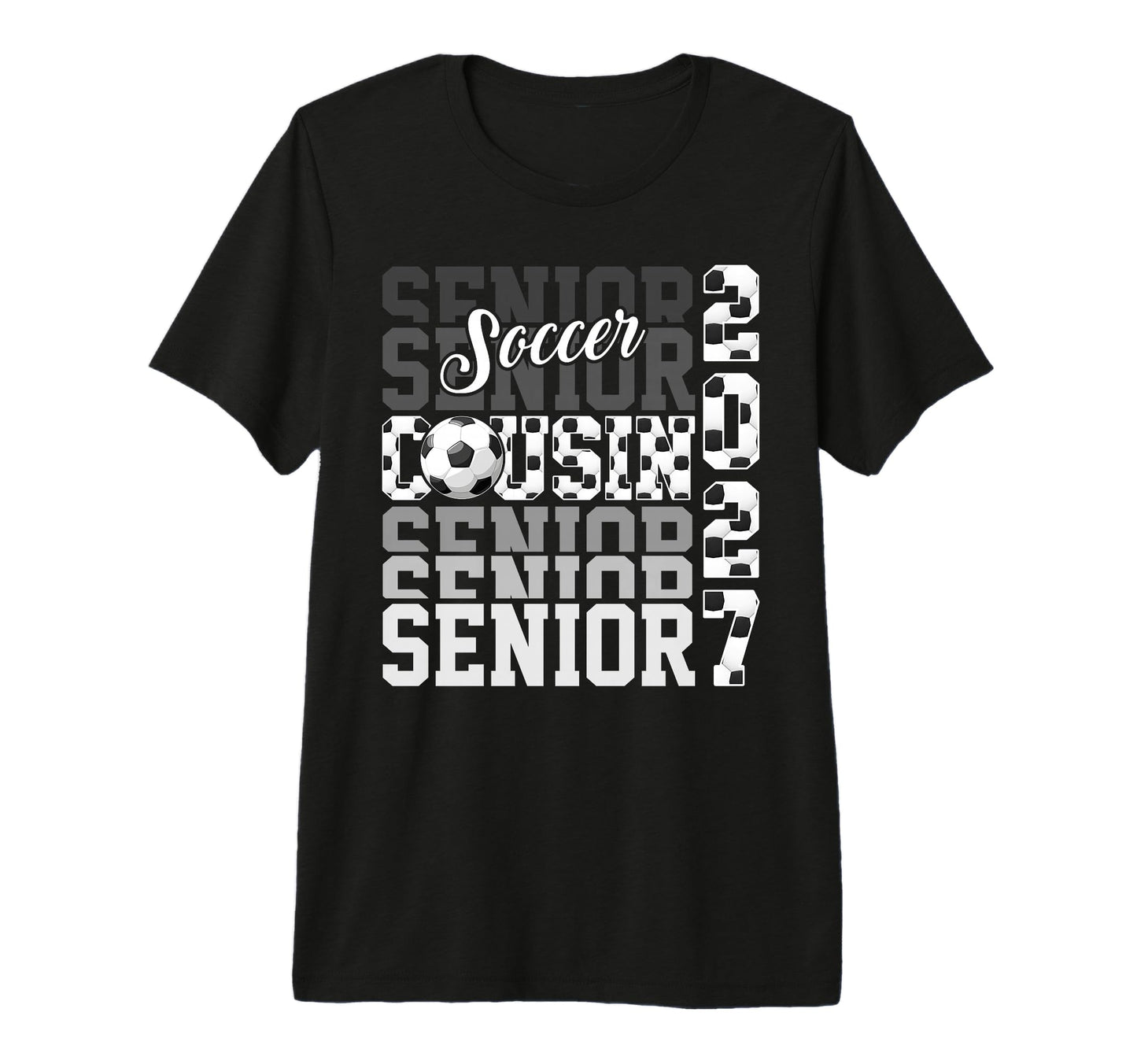Senior 2027 Soccer Cousin Proud T-Shirt - Minimalist Print for Adults - T-Shirt, Sweatshirt, Hoodie