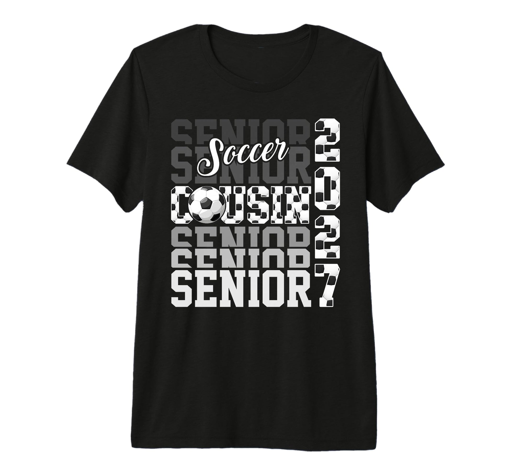 Senior 2027 Soccer Cousin Proud T-Shirt - Minimalist Print for Adults - T-Shirt, Sweatshirt, Hoodie