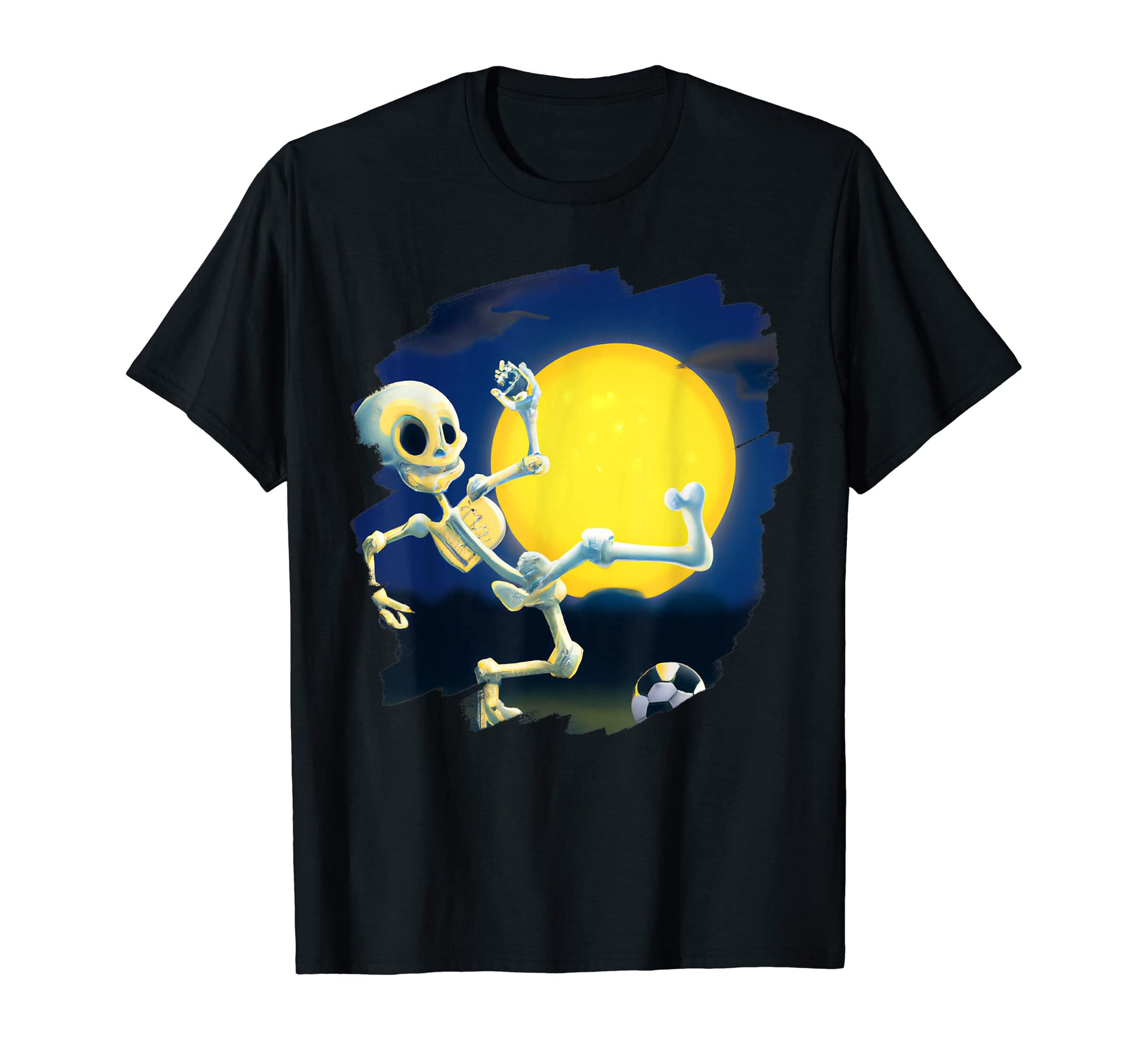 Skeleton Playing Soccer Funny Halloween T-Shirt - Graphic Print for Adults - T-Shirt, Sweatshirt, Hoodie